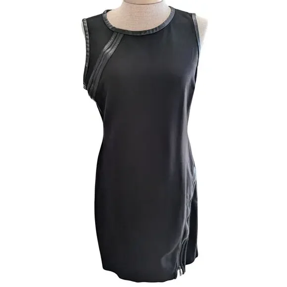 Dkny | Dresses | Womens Dkny Knee Length Ziparound Scuba Knit Faux Leather  Piping Dress Black M | Poshmark